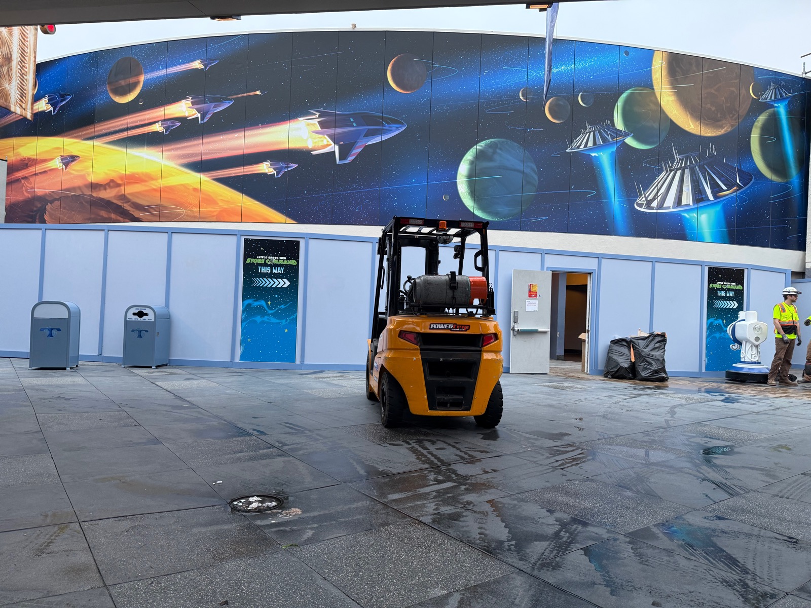 Large-format Buzz Lightyear space mural on interior wall