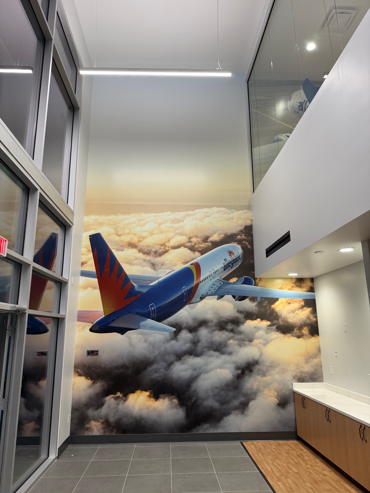 Southwest airliner in the clouds interior wall mural
