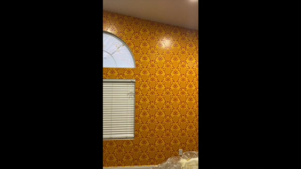 Gold pineapple pattern feature wall