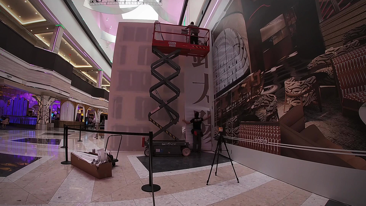 Resort World Las Vegas interior graphics installation